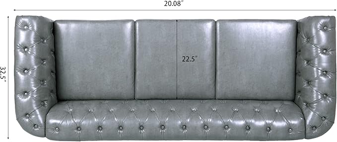 LEVNARY Chesterfield Sofa, Classic Tufted Upholstered Leather Couch, Modern 3