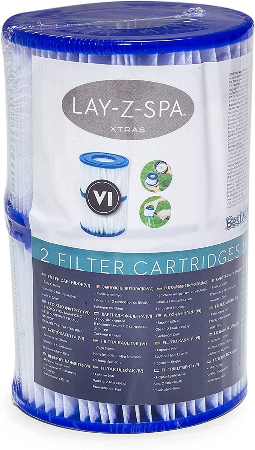 Bestway Lay-Z-Spa Hot Tub Filter Cartridge VI for All Lay-Z-Spa Models - 6 x Twin Pack (12 Filters)