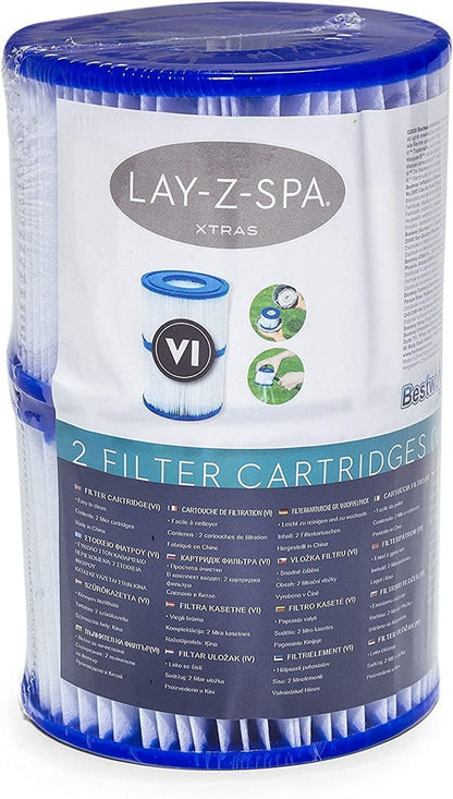 Bestway Lay-Z-Spa Hot Tub Filter Cartridge VI for All Lay-Z-Spa Models - 6 x Twin Pack (12 Filters)