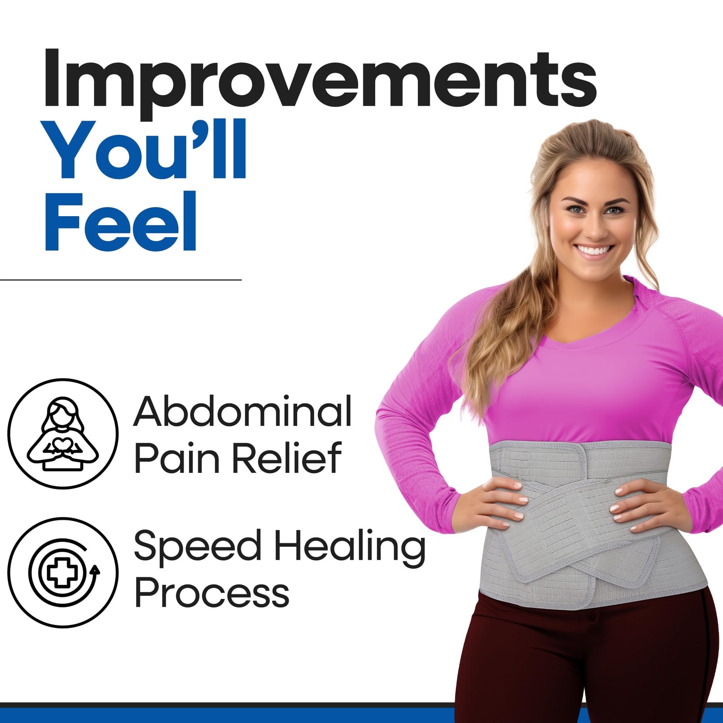 Abdominal Binder Post Surgery Tummy Tuck - Postpartum Belly Band Wrap | Post C Section Belly Binder Recovery | Stomach Compression Hernia Belt For Men & Women After Pregnancy, Hysterectomy L/XL