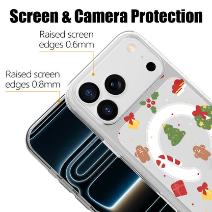 MAYCARI Christmas Phone Case for iPhone 17 Pro Max Compatible with Magnet Cute Wreath Candy Cane Clear Magnetic Phone Cover for Girls Women TPU Hard Back Shockproof Protective Case for Apple 17PM 6.9"