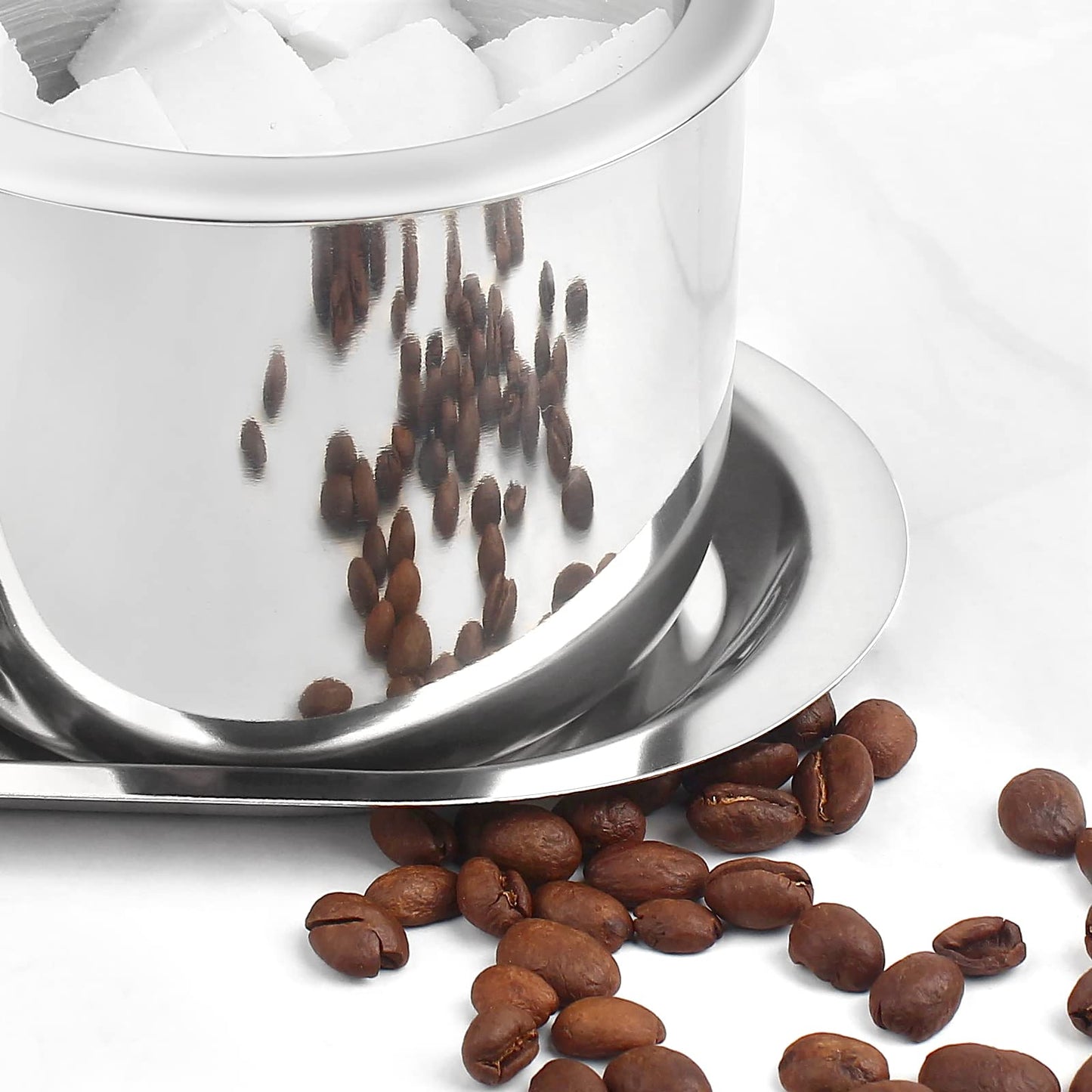 KEMIYIXIAN 2 Stainless Steel Sugar Bowl with Lid Spoon and Tray, Polished Shiny Sugar Bowl，for serving sugar Suitable for home and kitchen- 12 Oz/ 360m