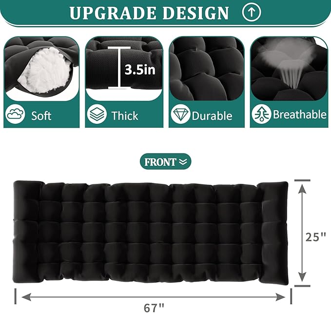 UDPATIO Oversized Zero Gravity Chair 33In XXL Patio Reclining Chair with Cushion, Outdoor Folding Recliner with Pillows|Cup Holder|Foot Rest|Padded Headrest, Black, Support 500LB