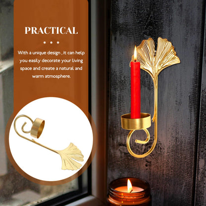 HOMSFOU Wall Mounted Candle Holder Elegant Metal Leaf Design for Home Decoration Stylish Tealight Stand for Bedroom and Living Iron Wall Sconce