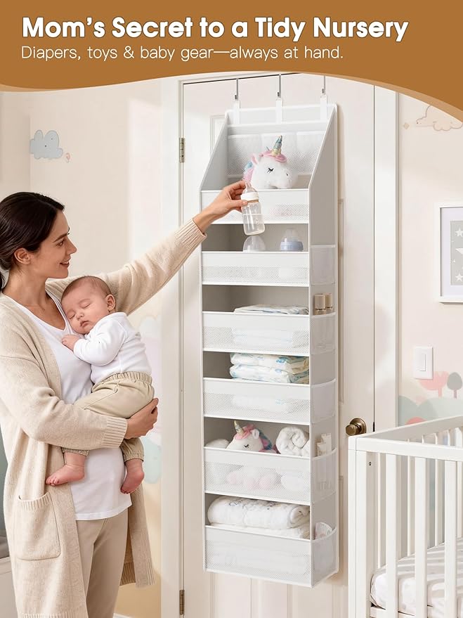 Criusia 2 Pack Over the Door Organizer, Heavy-Duty 6-Shelf Hanging Storage