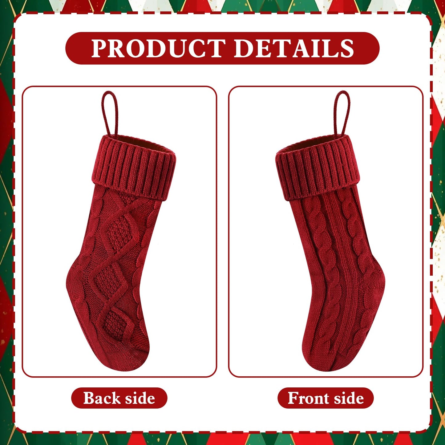 Doitory Christmas Stockings 18 Inches,Long Knitted Socks Christmas Decoration Hanging Stocking Fireplace Xmas Tree Stocking for Home Family（2red+2white）