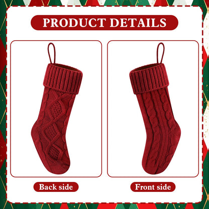 Doitory Christmas Stockings 18 Inches,Long Knitted Socks Christmas Decoration Hanging Stocking Fireplace Xmas Tree Stocking for Home Family（2red+2white）