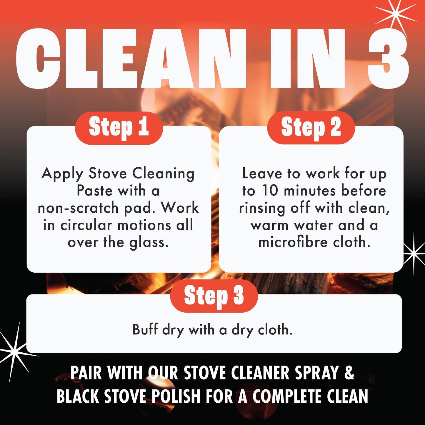 Dirtbusters Stove Glass Cleaner, Powerful Pro Cleaning Paste For All Log Burner, Stove & Fireplace Window & Glass (500g)