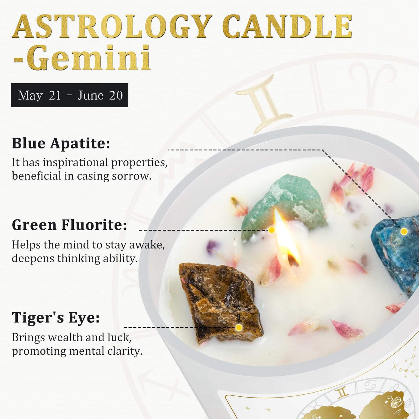 Gemini Gifts for Women,Zodiac Scented Candles with Crystals and Healing Stones,Gemini Gifts for Birthday,Graduation,Retirement,Meditation Yoga.Best Gift for Her,Mom,Sister,Teacher,Friends