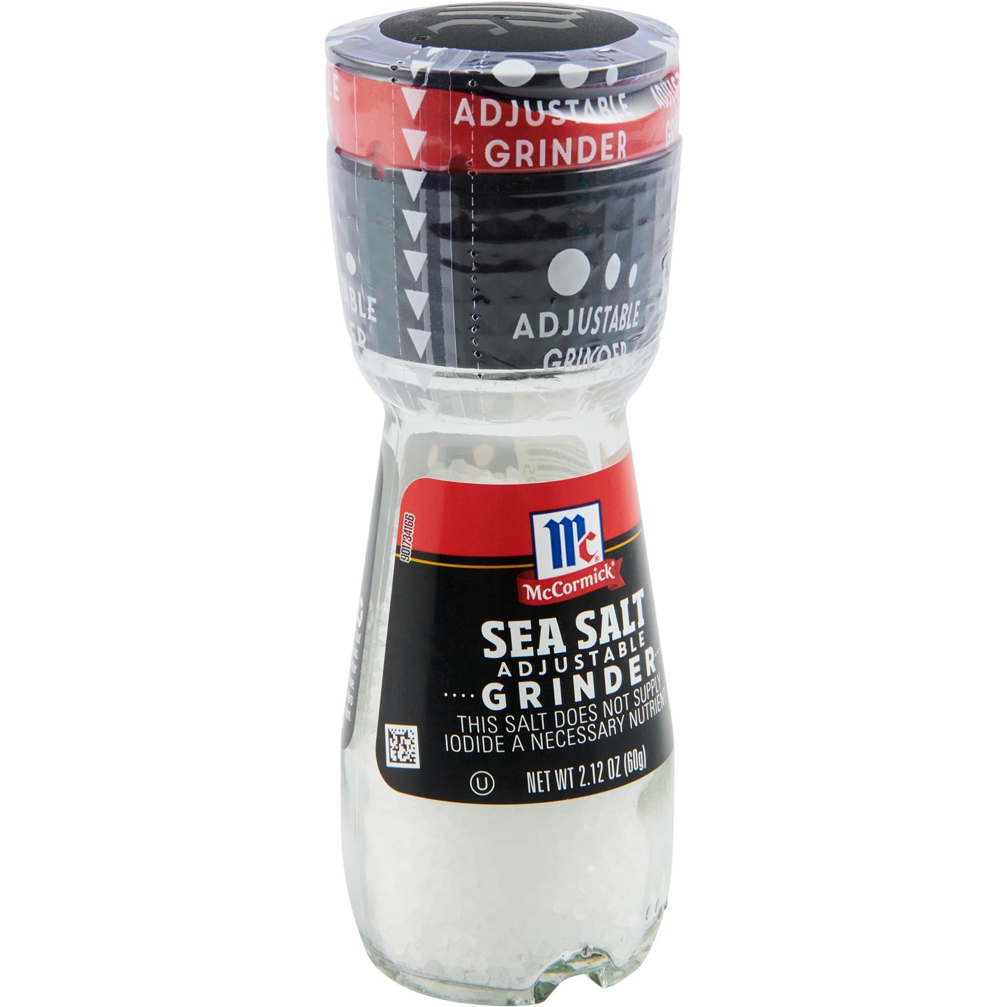 McCormick Sea Salt Grinder, 2.12 oz (Pack of 6) - One 6 Pack of 2.12 Ounce Glass Bottles of Mediterranean Sea Salt, Best for Tabletop Use