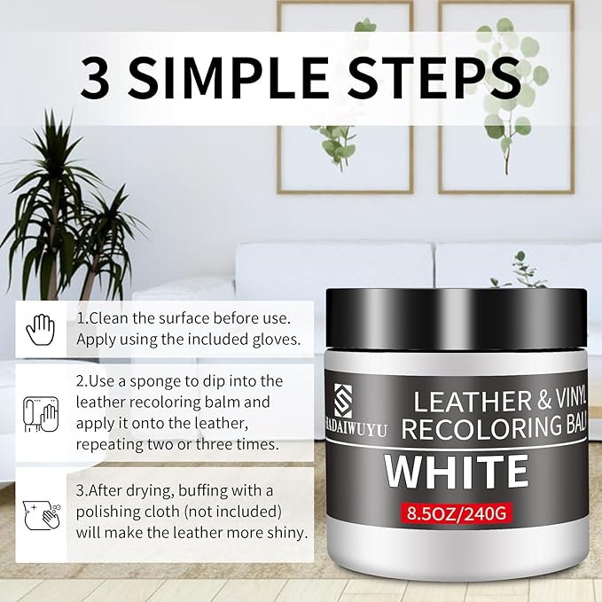 Leather Recoloring Balm, 8.5oz Leather Color Restorer, Leather Couch Scratch