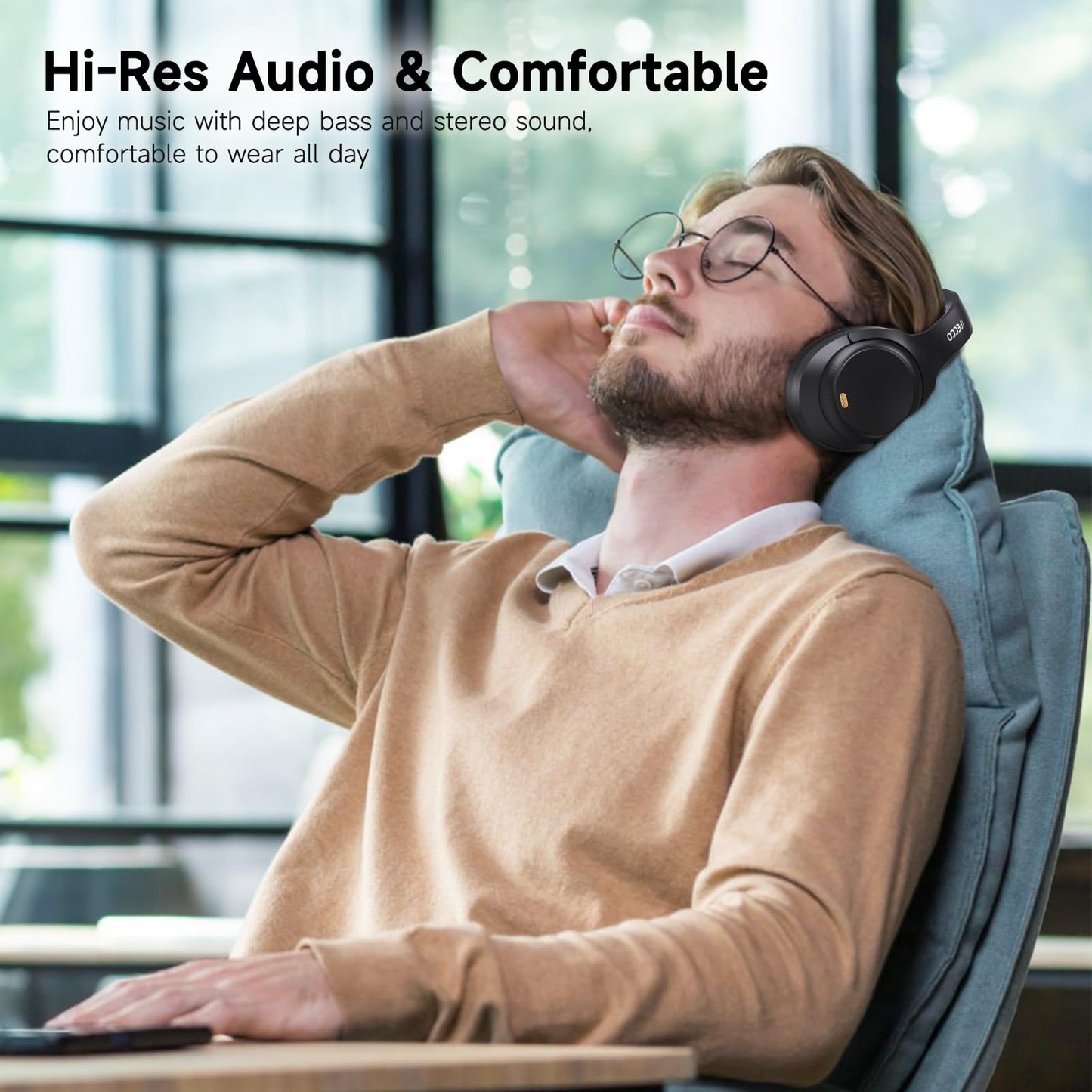 IFECCO Active Noise Cancelling Headphones Bluetooth 5.4 - Wireless ANC Headphones Over Ear with Microphone,100H Play Time,HiFi Stereo Bluetooth Headset with Cushioned Pads for Home Office