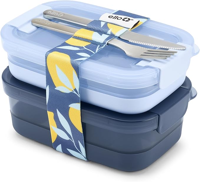 Ello 2-Pack Lunch Stack Plastic Food Storage Container Bento Box