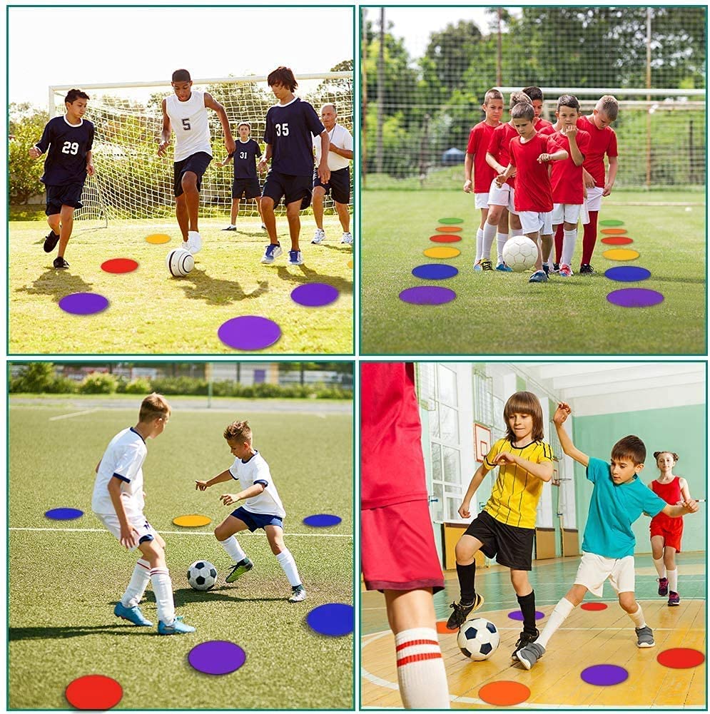 ZIECE Poly Spots Spot Markers for Gym Floor, 9inch 36 Pcs Flat Cones Non-Slip Rubber Floor Dots Circles for Sports Soccer Basketball Agility Training Dance Classroom