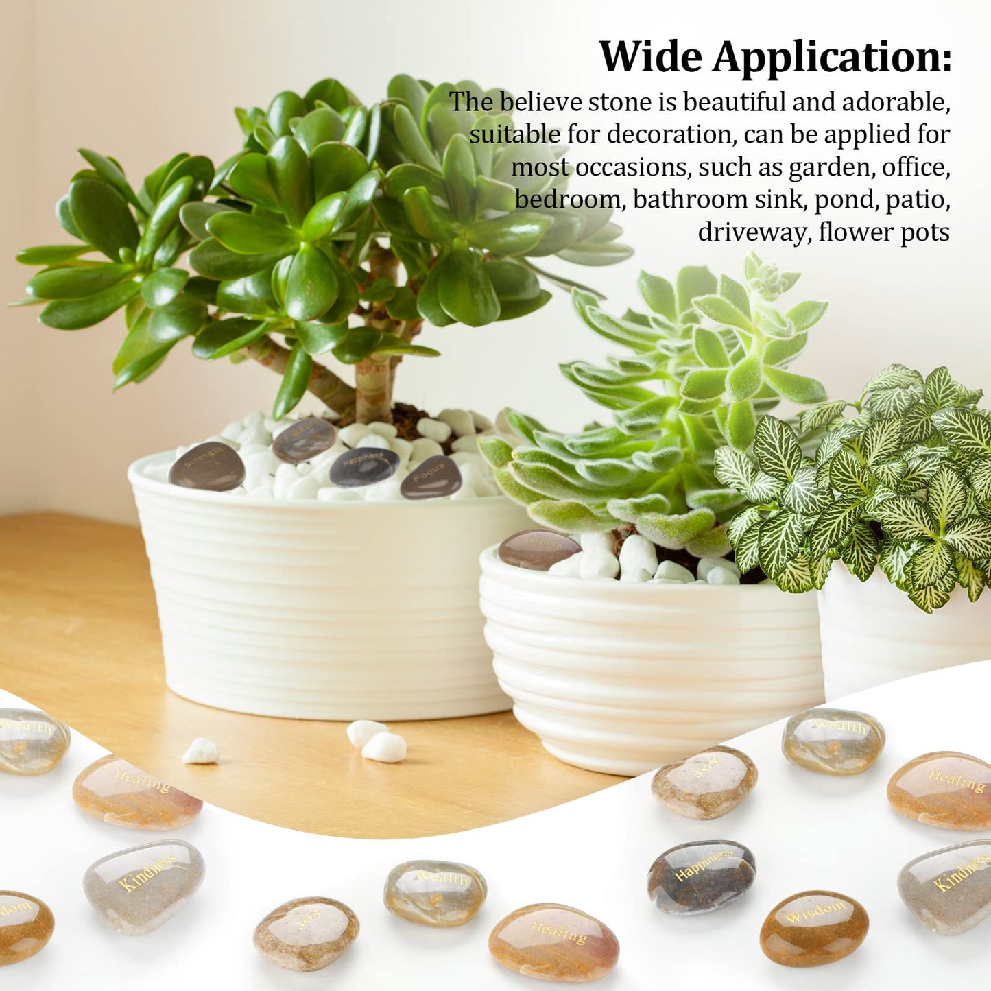 CHENGU 100 Pcs Engraved Rocks with Inspirational Words Inspirational Stones Bulk Positive Words Encouragement Stones for Gifts Office Home Decor