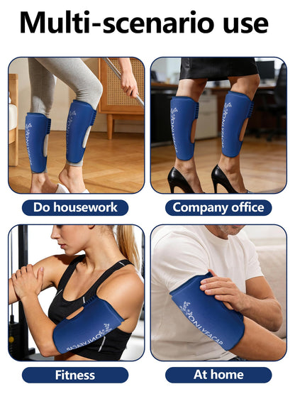 Shin Splint Relief Ice Pack Wraps 2 Pack, Reusable Gel Compression Sleeves with Adjustable Straps for Knee, Ankle, Calf, Elbow Pain Relief & Swelling Reduction