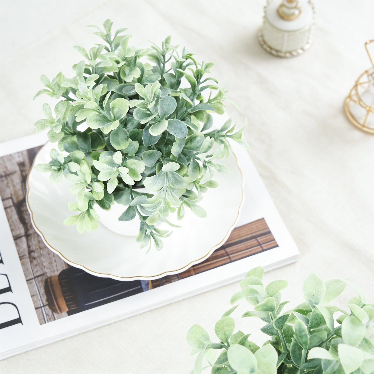 TngsChryxia 6pcs Mini Fake Plants Office Decor for Women, Small Artificial Plants Home Spring Decor Living Room, Indoor Small Plant Potted Faux Greenery for Farmhouse Bathroom Decorations