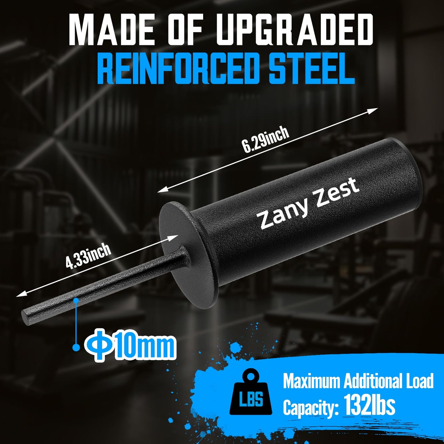Reinforced Weight Stack Pin - Maximum additional Load Capacity of 60kg/132lbs - Load Extra Olympic Weight for Strength Training Weight Lifting in Gym Cable Machine & Home Gym(Dia:10mm Length:110mm)