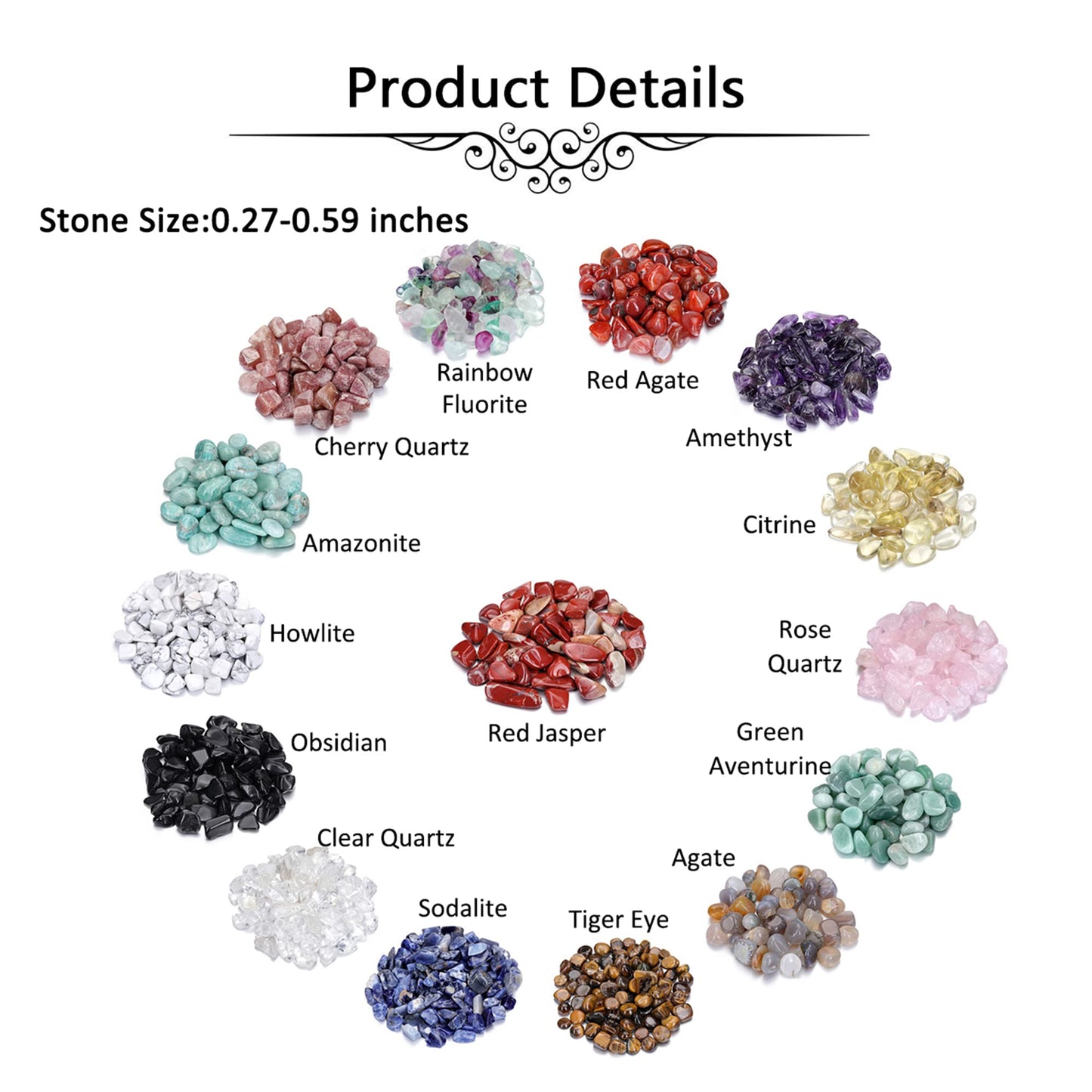 Jovivi 15 Assorted Tumbled Stones and Crystals Bulk, Irregular Rocks Natural Polished Gemstones and Crystals Quartz for Wicca Reiki Chakra Healing Meditation Home Indoor Decorations Christmas Day Gift