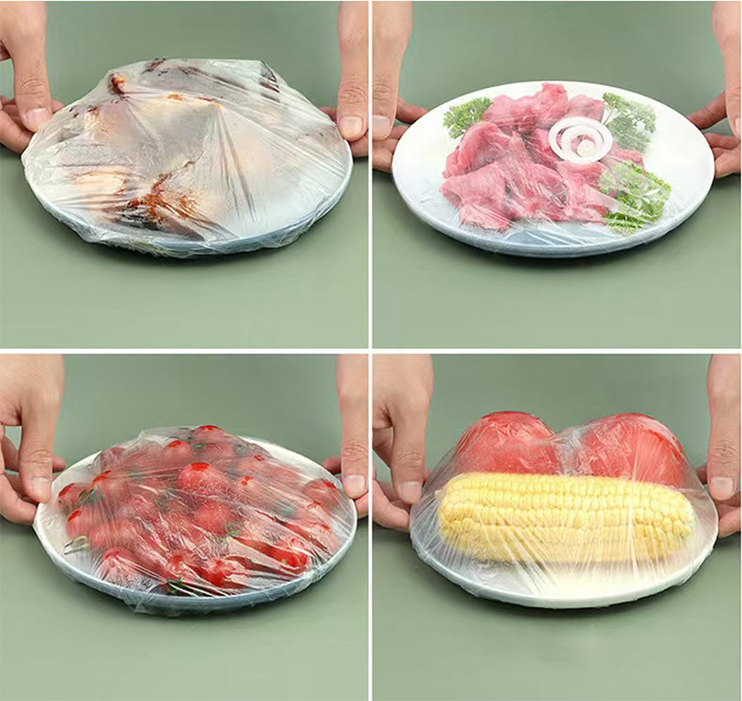 300PCS Disposable Bowl Covers Canning Lids, Disposable Bowl Covers Food Cover Stretch Edging, Flexible Storage Packaging for Storage Containers, Plastic Lids for Disposable Cling Bags for Household