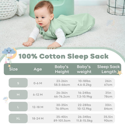 Yoofoss Baby Sleeping Bag 0.5 Tog - 6-12 Months 2 Pack Summer Sleeping Bag Baby 100% Organic Cotton Sleep Sack for Newbron Infant Toddler