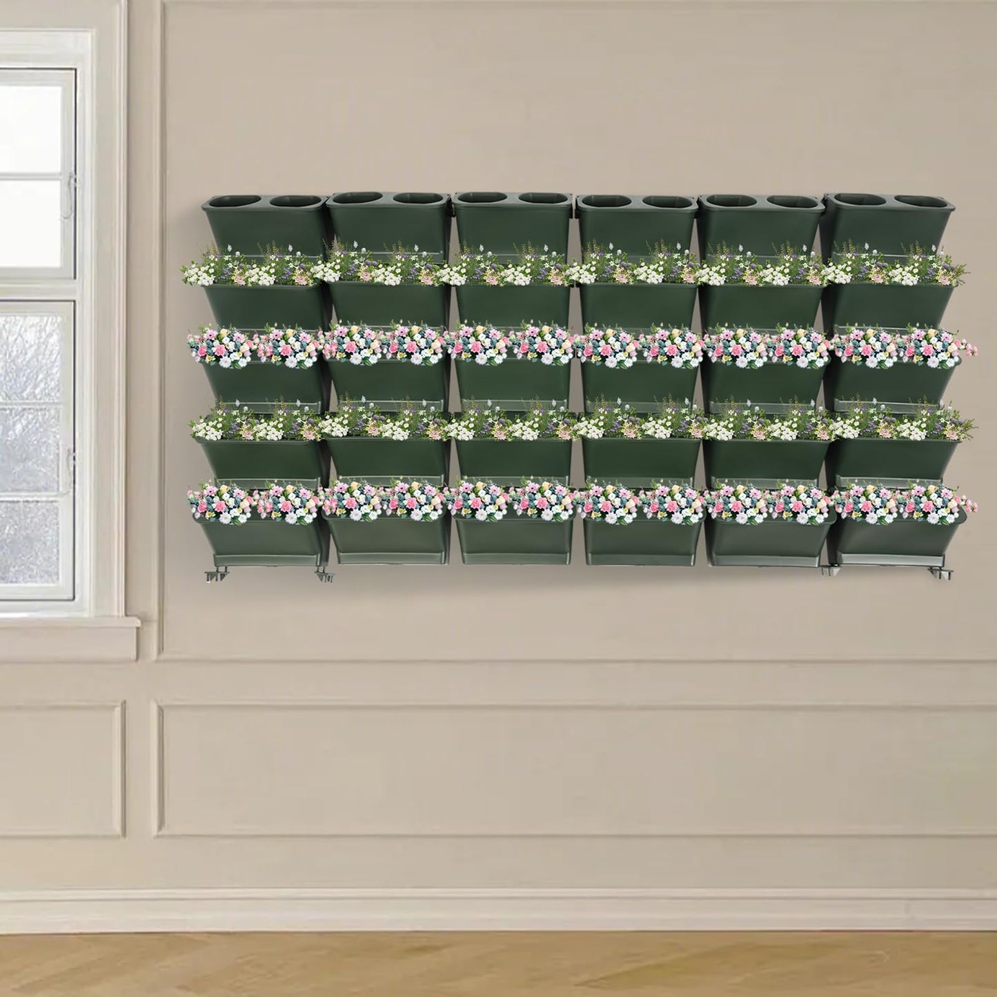 NEATOOM Self-Watering Vertical Garden Wall Planter - 30 Pots Indoor Outdoor Wall-Mounted Planter with Cotton Rope Irrigation, Vertical Wall Planters for Living Rooms, Balconies, Corridors