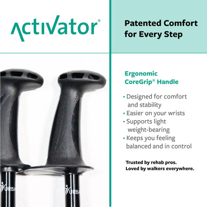 Urban Poling ACTIVATOR® Walking Poles for Balance and Rehabilitation – 1 Pair – Ergonomic CoreGrip™ Handles – Adjustable, Collapsible, and Lightweight for Stability and Recovery in Evening Black