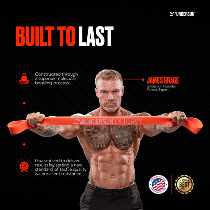 Undersun Resistance Bands for Working Out | 5-Level Heavy Resistance Bands, Door Anchor, Workout Program | Heavy Duty Fitness Resistance Bands | Orange