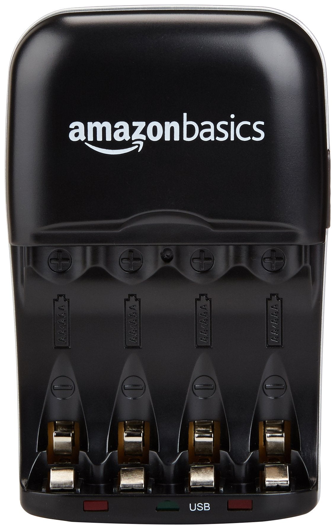 Amazon Basics Rechargeable Battery Charger for AA & AAA Nickel-Metal Hydride (NiMH) Batteries with USB Charging Port, Black