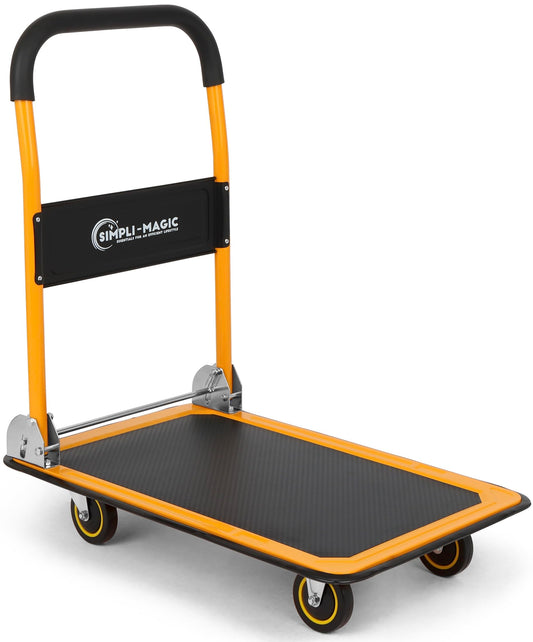 Simpli-Magic Push Cart Dolly, Moving Platform Hand Truck, Foldable for Easy Storage and 360 Degree Swivel Wheels with 350lb Weight Capacity