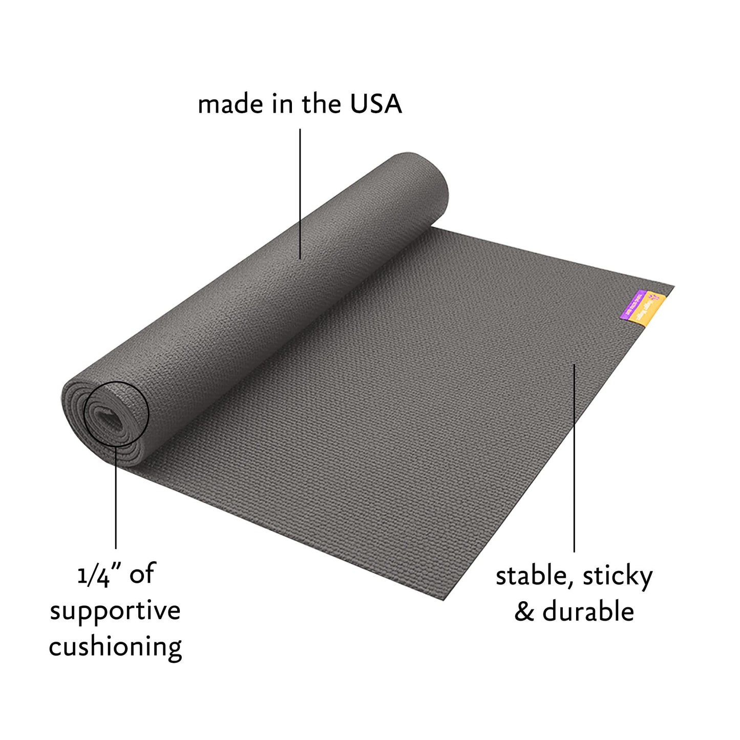 Hugger Mugger Tapas Ultra Yoga Mat - Outstanding 1/4″ Soft Cushion, Lightweight, Made in the USA Sticky Mat, Durable and Long-Lasting