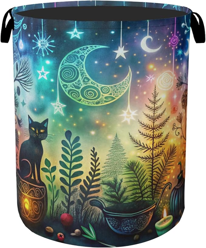 Gothic Black Cat Halloween Laundry Basket