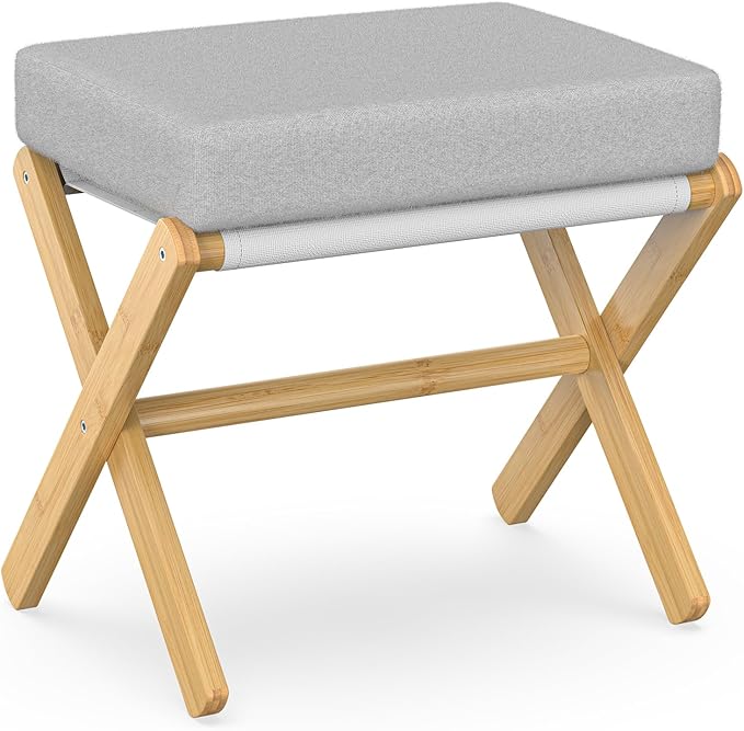 BAMBOOHOMIE Foldable Foot Stool Ottoman, Modern Foot Rest