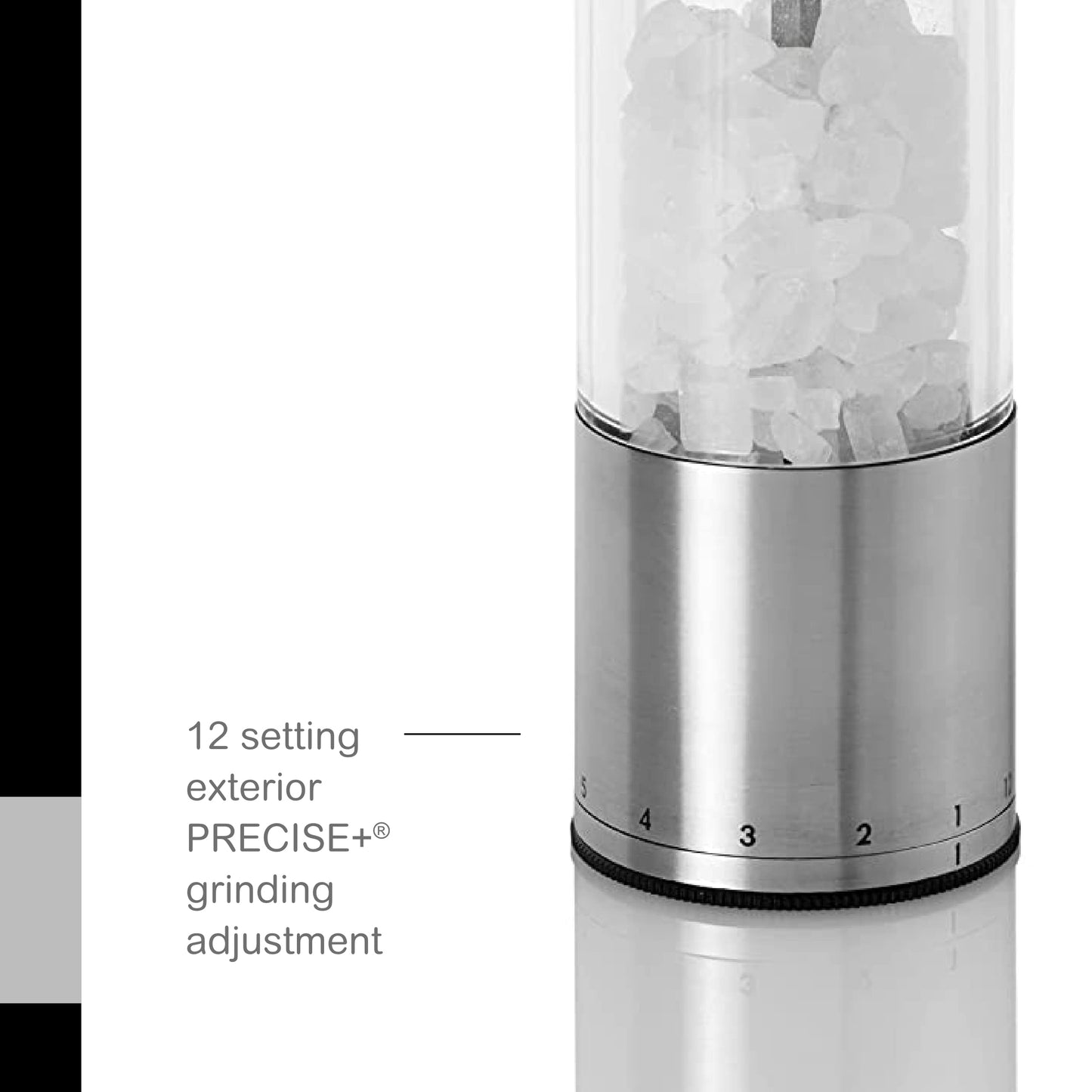 AdHoc Select Geared Salt or Pepper Grinder - Handy Seasoning Mill for Salt & Pepper - Manual Grinder with Ceramic Mechanism - Durable & Reliable Shakers
