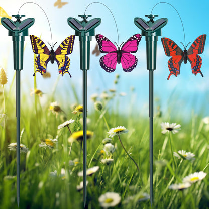 Rossesay 3 Pcs Solar Flying Moving Fluttering Waterproof Garden Stakes Decorations for Home Yard Pathway Garden Landscape Christmas Outdoor Indoor Centerpieces Gift Decorations (Butterfly)