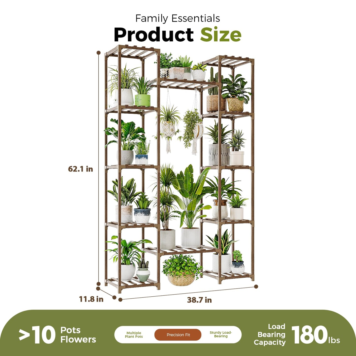 Bamworld Widened Plant Stand Indoor Outdoor 12 Tier Tall Large Wood Plant Shelf Multi Tier Flower Stands Garden Shelves Wooden Plant Display Holder Rack for Living Room Corner