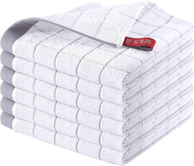 Homaxy 100% Cotton Terry Kitchen Dish Cloths, Ultra Soft and Absorbent Dish