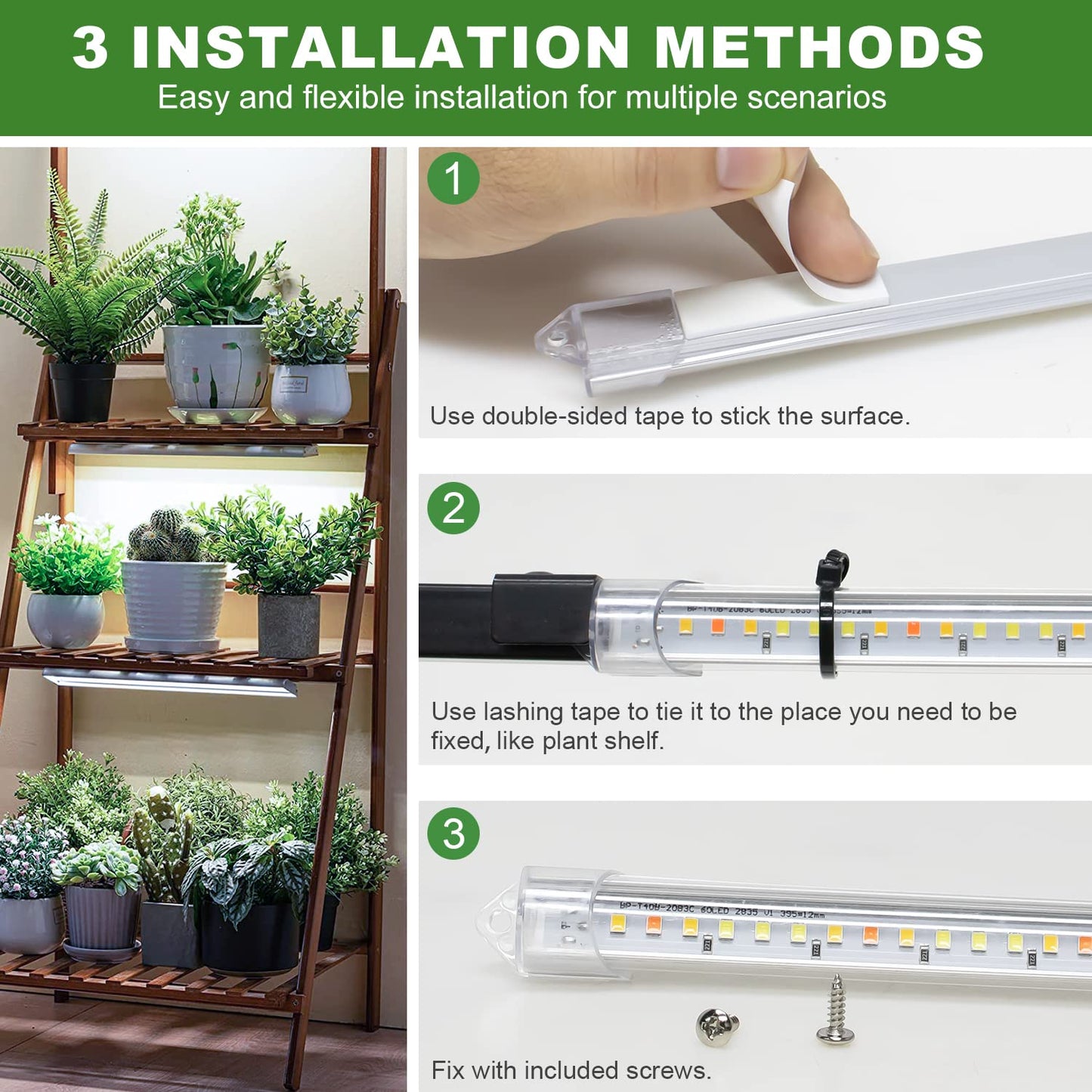 Kullsinss Grow Lights for Indoor Plants, 16" Full Spectrum Plant Grow Light Strips with Upgrade Timer 6/12/16 Hrs, 5 Dimmable Levels, 120 LEDs Sunlight Growing Lamp for Indoor Greenhouse, Seedlings