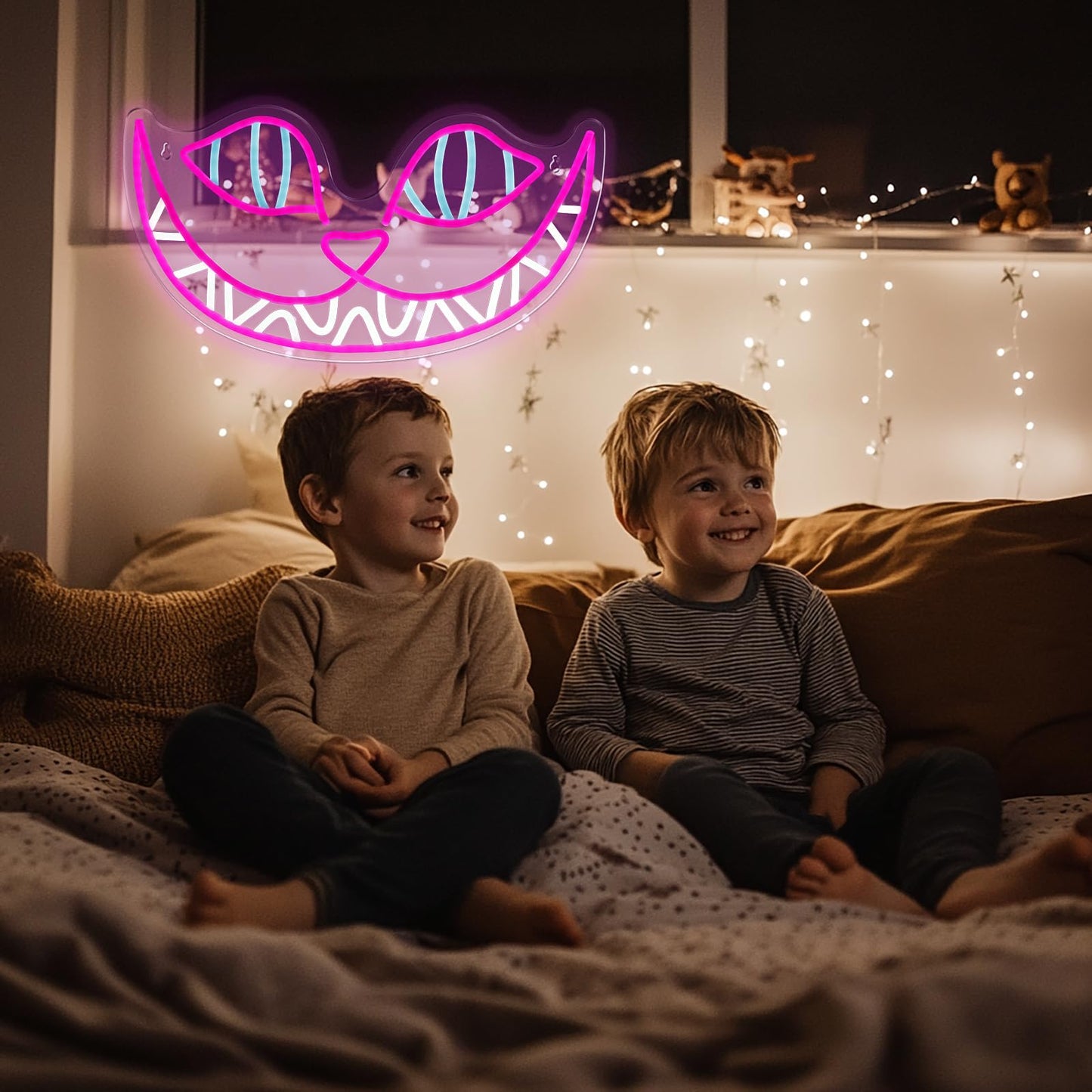 Cheshire Cat Neon Sign, Alice in Wonderland Decor LED Light for Wall, Dimmable Cat Neon Light for Bedroom Man Cave Party Bar, Wonderland Gifts for Kids Birthday Christmas