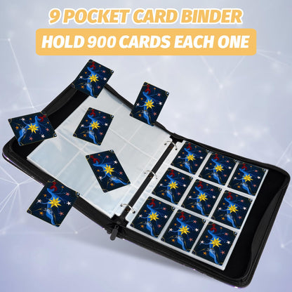 GERMUN Trading Card Binder, 900 Pockets Card Binder, 9-Poccket Sided Pocket Sports Card Binder, Premium Card Binders Compatible with MTG, TCG, Baseball Cards(Carbon Black)