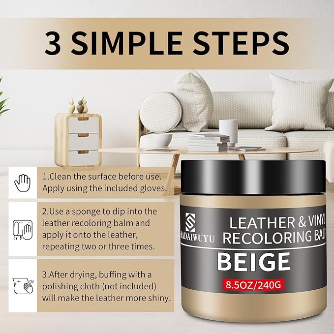Leather Recoloring Balm, 8.5oz Leather Color Restorer, Leather Couch Scratch