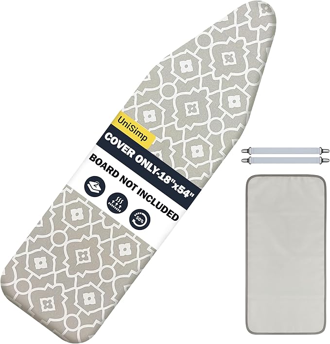 Ironing Board Cover and Pad 18"x54" Extra Thick Natural Cotton Scorch & Stain