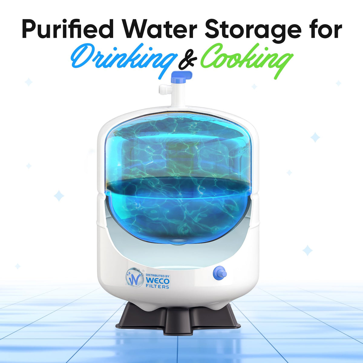 Pressurized Water Storage Tank - Reverse Osmosis Water Tank with Stainless Steel Connections and Ball Valve - Water Filtration System Storage Tank 6 Gal & appx. 3.6 Gal Usable Capacity (ROT-6-W)