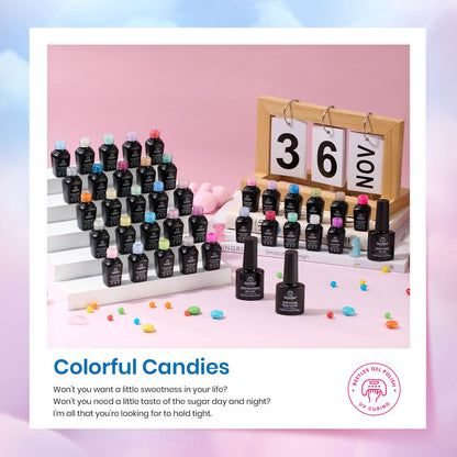 Beetles Halloween Gel Nail Polish - 39 Pcs Jelly Nail Set Glitter Changing Nail Polish Kit Treasure Box Collection with 3Pcs Base Matte and Glossy Top Soak Off Nails