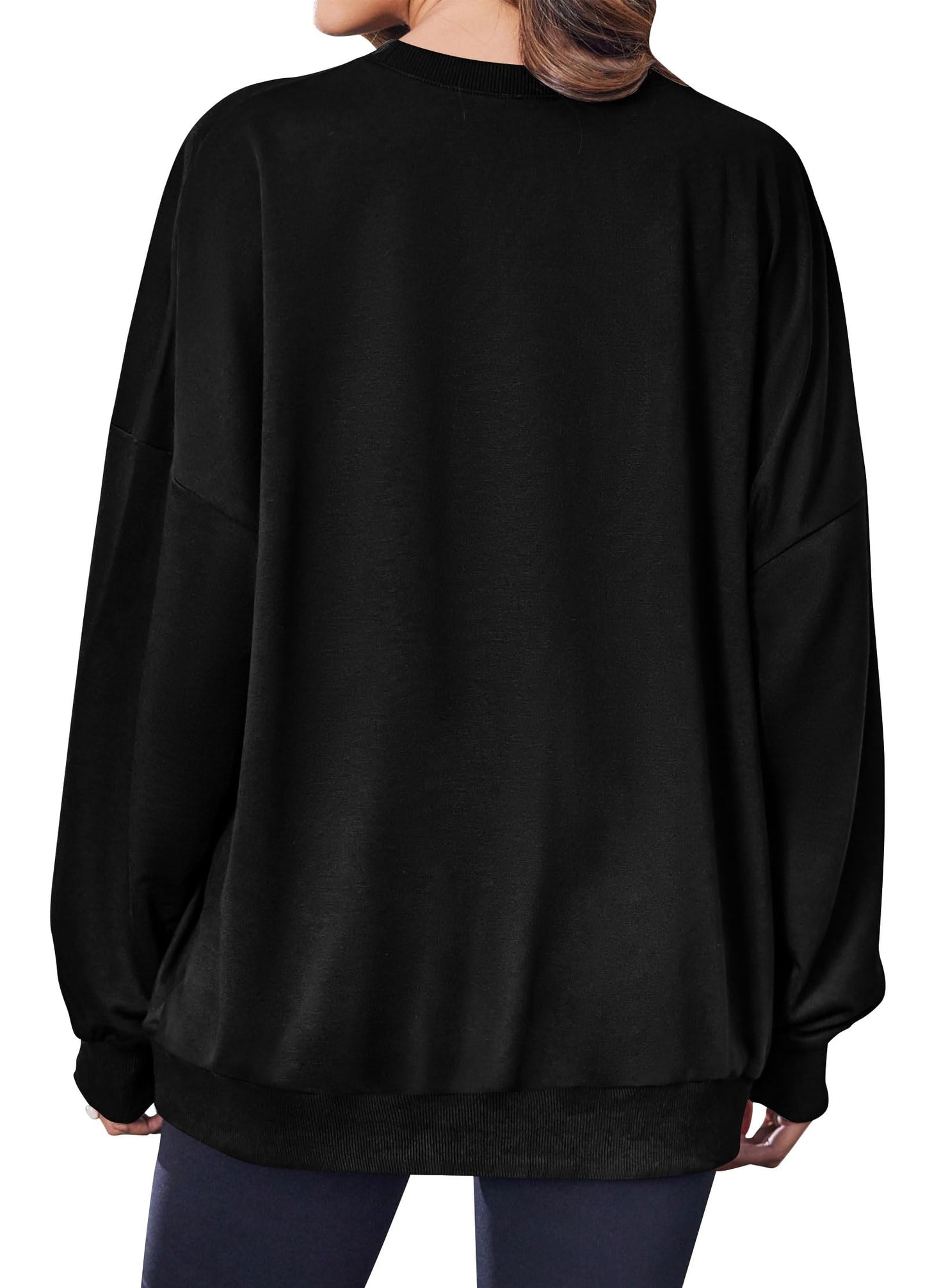 LHBNK Christmas Sweatshirts Women HoHoHo Christmas Sweatshirt Funny Santa Graphic Xmas Oversized Pullover Tops Black