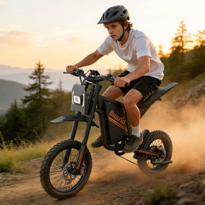 Bopzin Electric Dirt Bike for Teens & Adults - Peak 2600W 38MPH, 14"/12" Tires Agile Off-Road eMotorcycle, 60V 23AH 100+ Miles Range eBike, Full Suspension & Hydraulic Brakes, UL2849 Certified