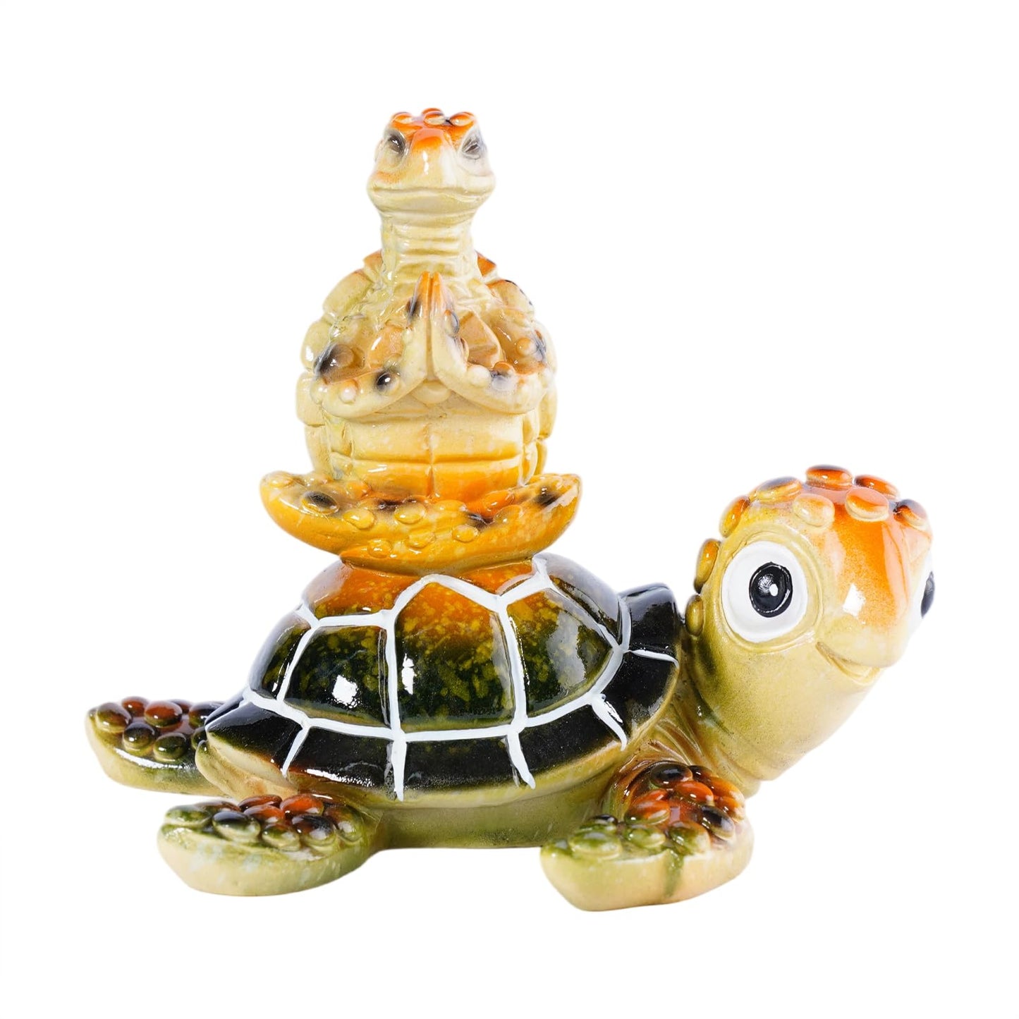 Brizoria Sea Turtle Figurine Beach Decor Ocean Decor Meditating Baby Turtle Resin Coastal Zen Statue Glossy Painted Finish for Bathroom Bedroom Office Bookshelf, Green