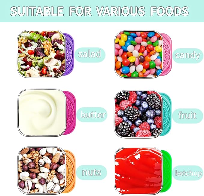 6Pack 6oz Stainless Steel Snack Containers