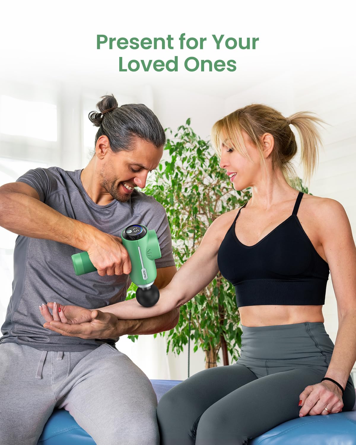 RENPHO Massage Gun Deep Tissue, Portable Percussion Massager for Back and Neck, Gifts for Men and Women, Handheld Device with Carry Case, Active Green