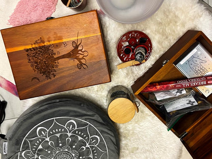 Active Lotus Tree of Life Large Premium Wood Keepsake Box with Hinged Lid and Metal Latch Storage Boxes with Lid Engraved Tree Design Gift Box Treasure StashBox